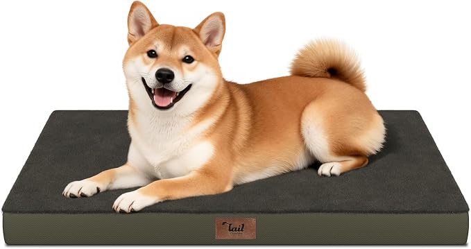 Plush Dog Bed for Medium Dogs, Waterproof Dog Crate Mat Orthopedic Egg Crate by TailStories