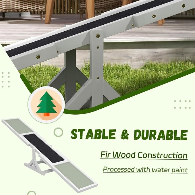 71" Dog Agility Seesaw Outdoor for Training and Exercise, Wooden Platform Dog - Image 6