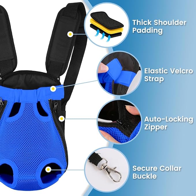 Dog Backpack Carrier, Adjustable Pet Front Carriers, Legs Out Carrying Sling - Image 5