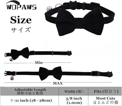 Cat Collar Breakaway with Bell and Removable Bow Tie Safety Buckle Velvet - Image 2
