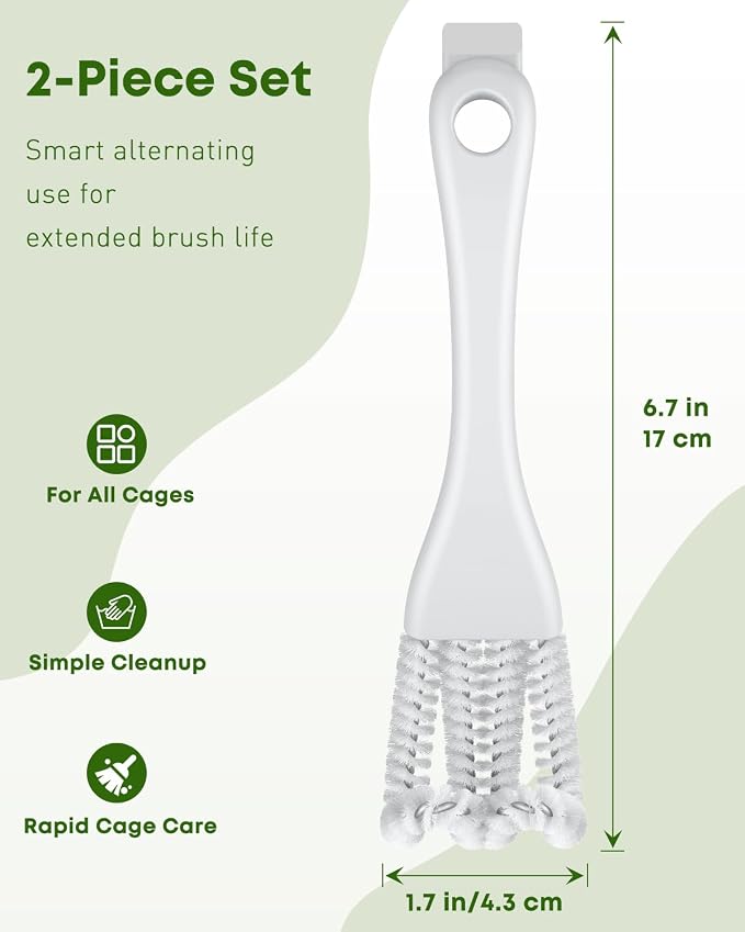 Pawfly 2 Pcs Bird Cage Cleaner Brush, 2-in-1 Bird Cage Cleaning Brush, Bird - Image 2