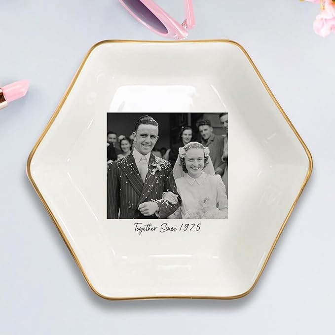 Custom Photo Ring Dish, Personalized Polaroid Picture Trinket Tray, Wedding - Image 4