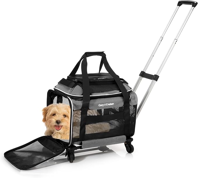 Airline Approved Top-Expanding Pet Carrier on Wheels- Rolling Carrier- Designed by CozyCruiser