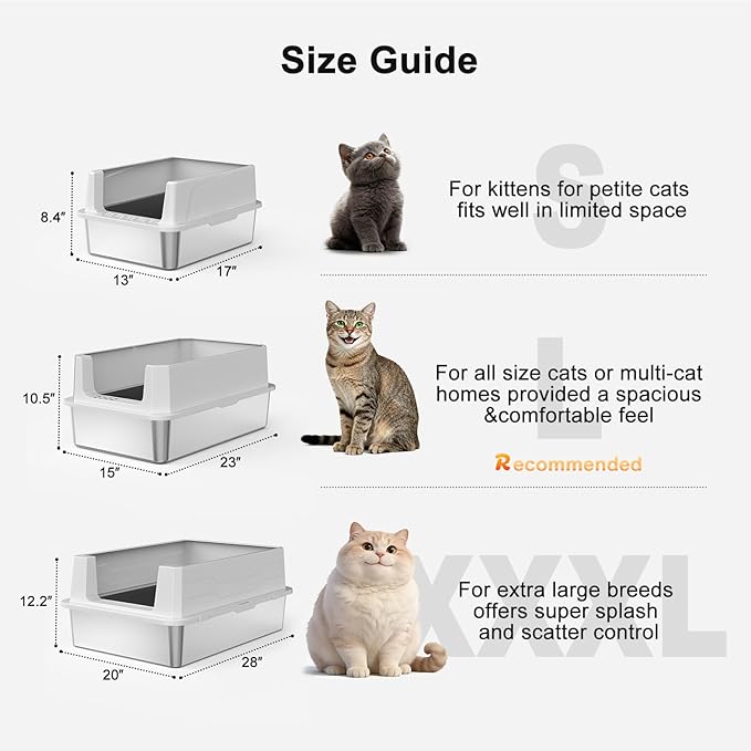 FURTIME Stainless Steel Cat Litter Box - Image 2
