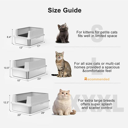 FURTIME Stainless Steel Cat Litter Box - Image 2