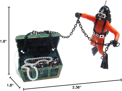 Live-Action Aquarium Ornament Creative Undersea Treasure Chest Diver Air - Image 9
