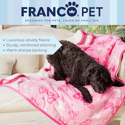Franco Pet Barbie Super Soft Cozy Waterproof Sherpa-Backed Blanket Throw - Image 5