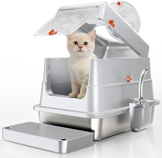 Stainless Steel Cat Litter Box by FusblomOfficial