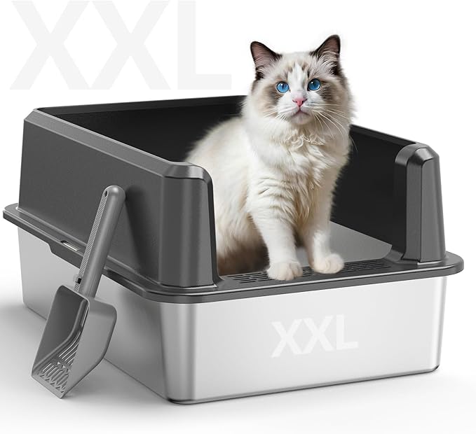 Enclosed Stainless Steel Cat Litter Box by CatLitterBox