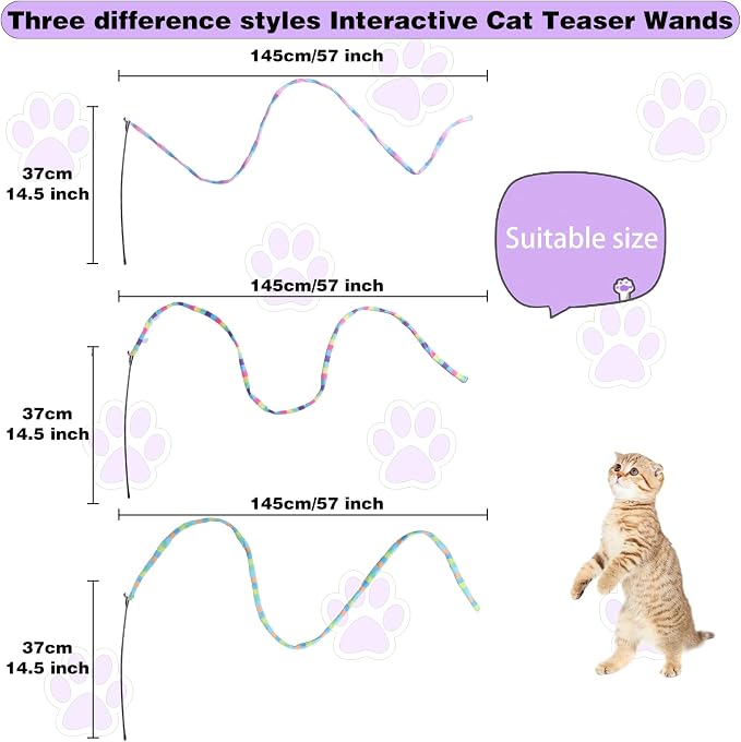 Cat Wand Toys Interactive Kitten Toys Cat Teaser Wand String Feather - Image 4