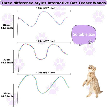 Cat Wand Toys Interactive Kitten Toys Cat Teaser Wand String Feather - Image 4