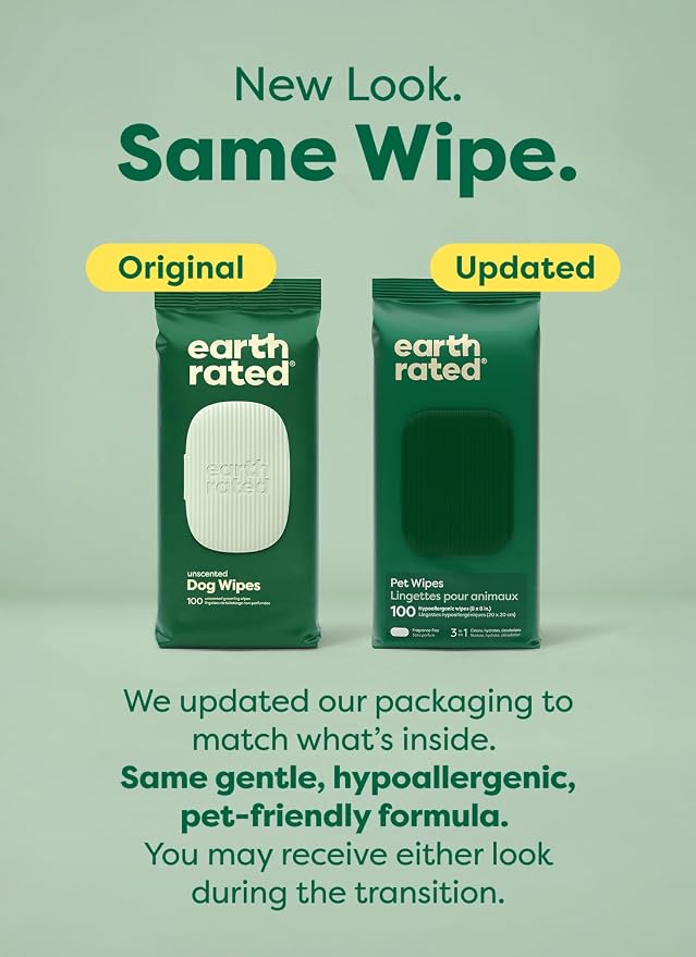 Earth Rated Pet Wipes for Dogs and Cats, Hypoallergenic, 3-in-1 Cleaning - Image 2