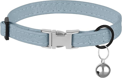Leather Cat Collar with Buckle and Removable Bell - Image 7