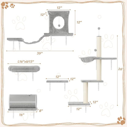 NUNU LAB Cat Wall Shelves Set, Scratching Post, Wall Shelves - Image 6
