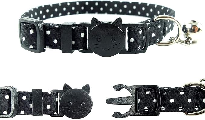 Cat Collar with Bell and Bow Tie, Breakaway Clasp Cute Dots Kitty Kitten - Image 3