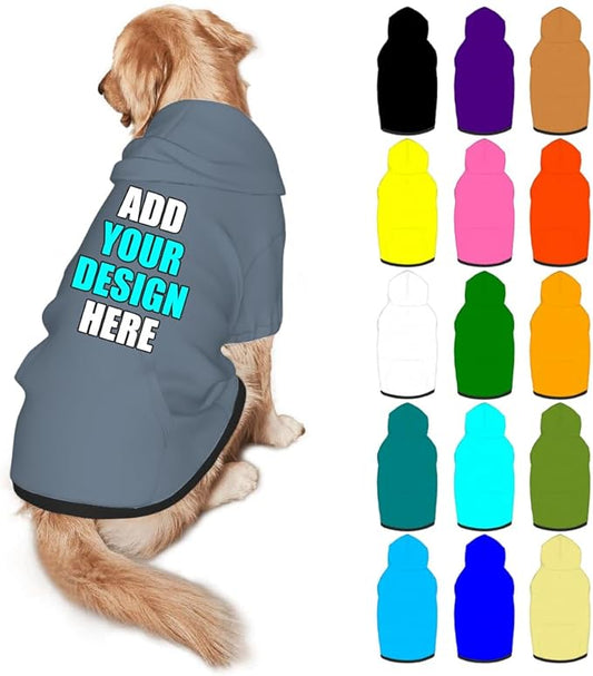 Custom Dog Hoodie Personalized Photo Text Logo Name Dog Clothes, Soft & Warm by Mynvzrk