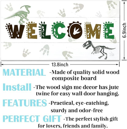 Welcome Sign for Front Door, Playroom Wall Decor, Dinosaur Theme Wall Hanging - Image 2