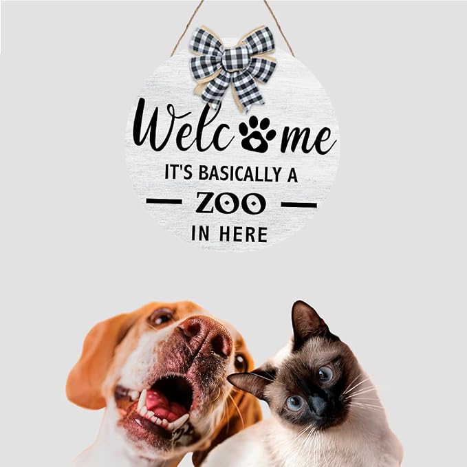 Welcome It's Basically a Zoo in Here Sign, Funny Pet Front Door Sign, Welcome - Image 3