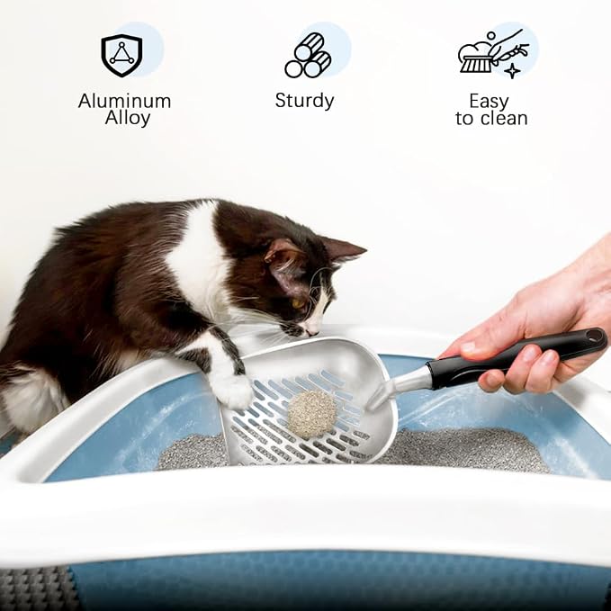 Cat Litter Scoop, Mesh Shovel, Stainless Steel Metal Scoop, Poop Sifting - Image 6