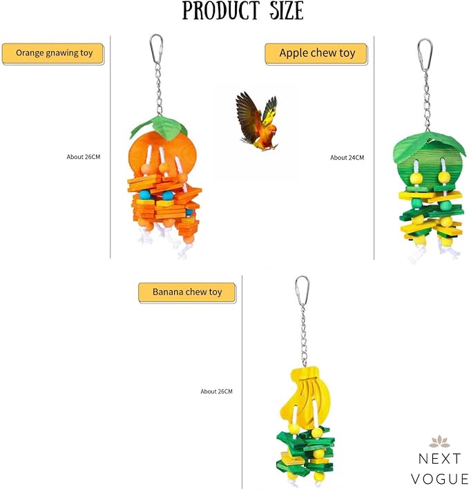 Natural Wood Parrot Toys Set of 6 Pieces - Image 4