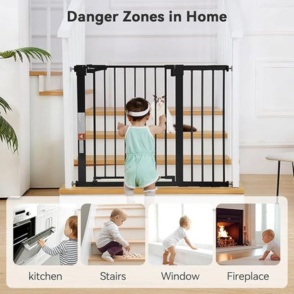 COMOMY 30" Tall Baby Gate for Stairs Doorways, Fits Openings 29.5" to 43.3" Wide - Image 3