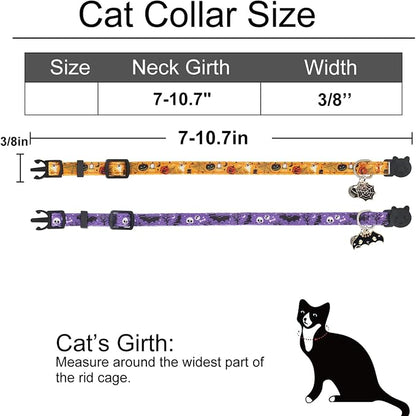 Halloween Cat Collar, Cotton 2 Pack Cat Collar - Image 2