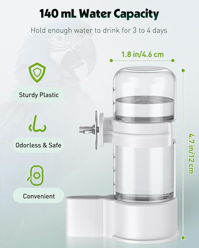 Pawfly Bird Water Dispenser, Automatic Water Feeder, Plastic Cage Water - Image 2