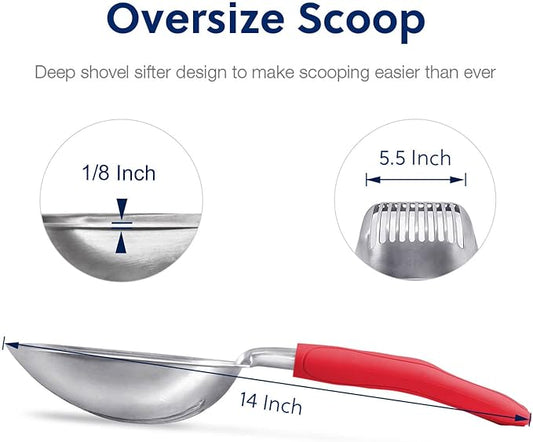 WePet Cat Litter Scoop, Aluminum Alloy Sifter, Kitty Metal Scooper, Deep Shovel - Image 2
