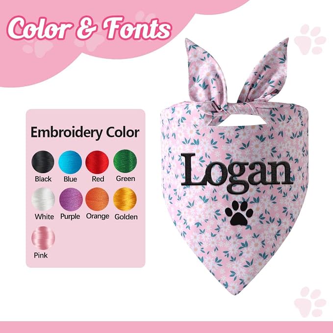 Personalized Dog Bandana Embroidered Name Custom Neckwear Dog Scarf Triangle - Image 2