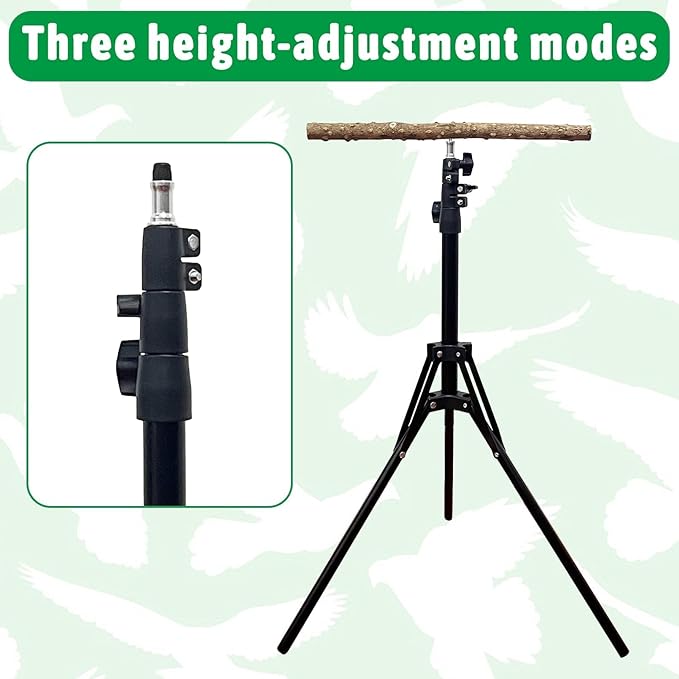 kathson 28-60inches Height Adjustable Bird Perch, Pepperwood Parrot Perch Stand - Image 4