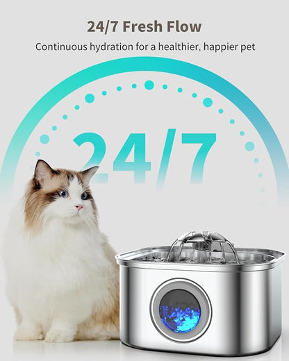 Cat Water Fountain Stainless Steel, 3.2L/108oz Cat Fountain - Image 7