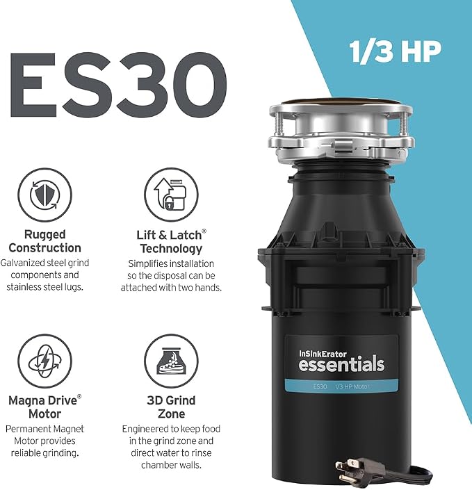 InSinkErator ES30 W/C 1/3 HP Motor Continuous Feed Kitchen Garbage Disposal - Image 2