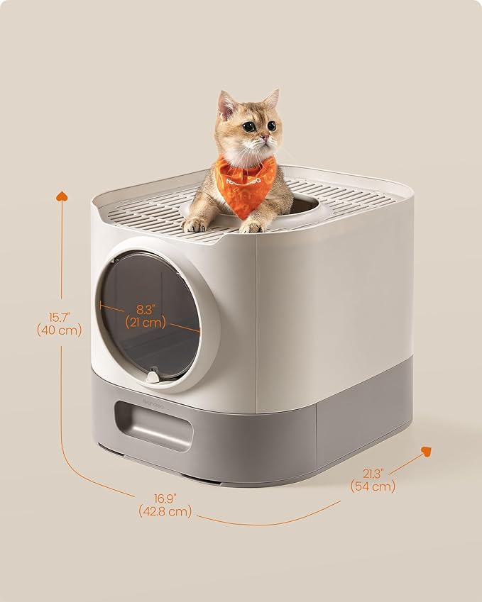 Feandrea Cat Litter Box with Lid, XL Enclosed Litter Box with Slide-Out Tray - Image 6