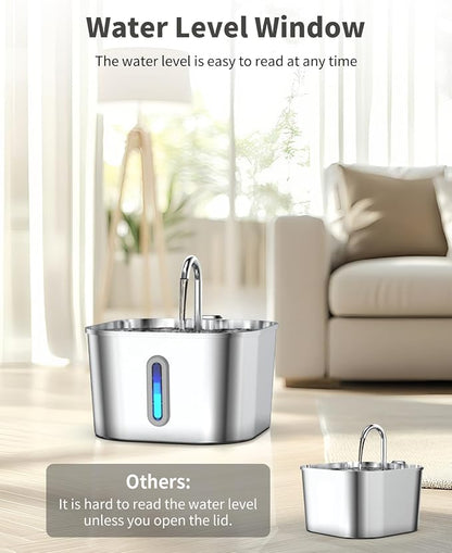 Cat Water Fountain Stainless Steel, 74oz/2.2L Automatic Cat Drinking Fountain - Image 6