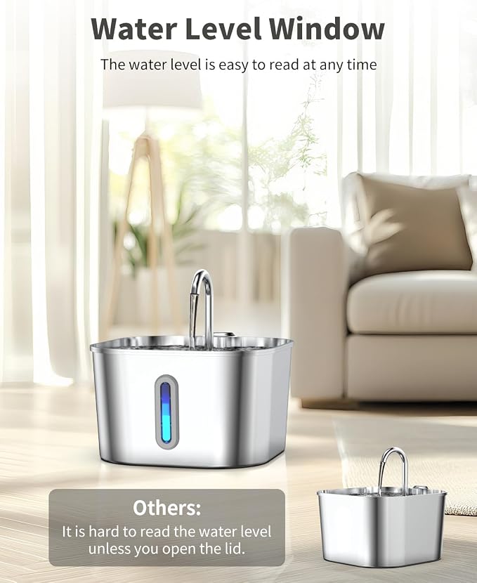 Cat Water Fountain Stainless Steel, 74oz/2.2L Automatic Cat Drinking Fountain - Image 6