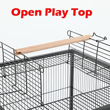 36-Inch Deluxe Sturdy Wrought Iron Bird Flight Open Play Top Cage - Image 3