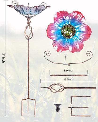 MUMTOP 31 Inch Height Glass Birdbath Birdfeeder - Image 3