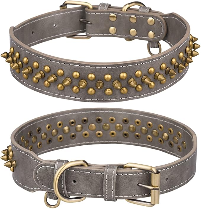 Spiked Dog Collar Soft Pu Leather Mushrooms Rivet Spike Studded Puppy by Unknown