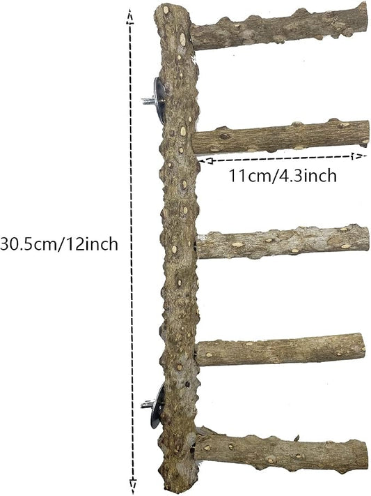 Allazone 3 PCS Nature Wood Bird Ladder Perch Nature Wood Stand Parrot Chew Toy - Image 2