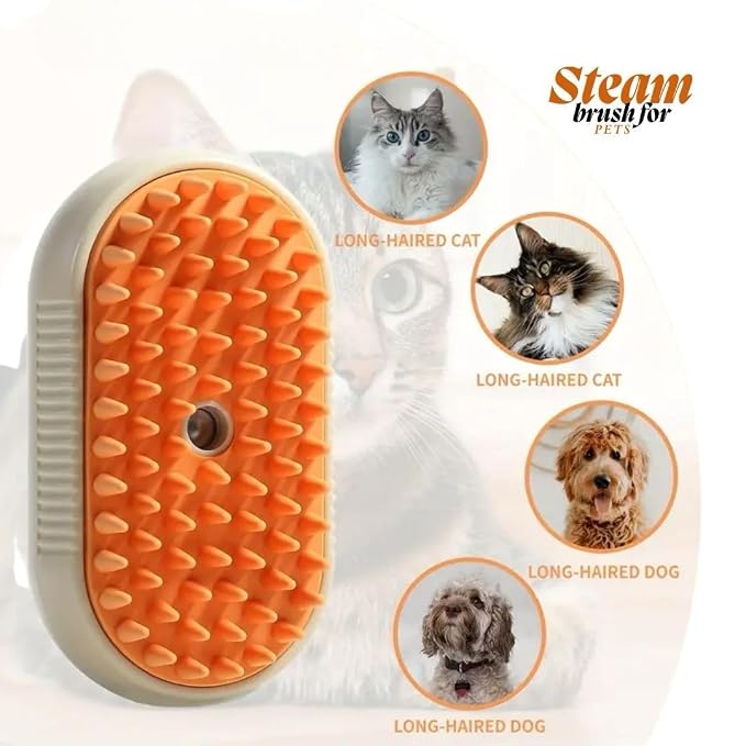 3-in-1 Steam Pet Brush for Cats & Dogs – Self-Cleaning Grooming Comb - Image 3