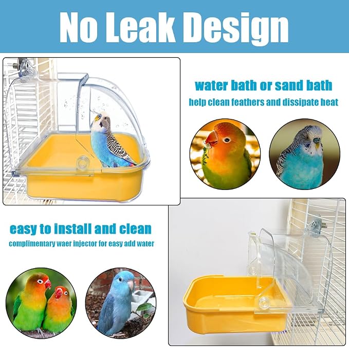 Bird Bath for Cage, Cleaning Pet Supplies Cockatiel Bird Bathtub - Image 4