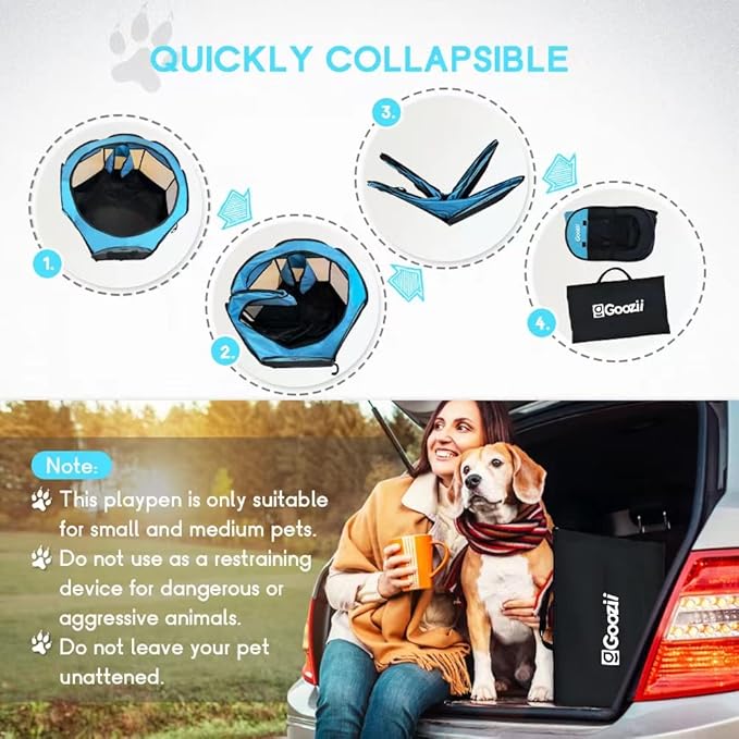 Dog Playpen Portable Collapsible, Indoor Outdoor Pet Puppy Exercise Playpens - Image 6