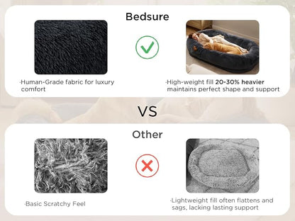 Bedsure Calming Human Dog Bed, Fluffy Faux Fur Orthopedic Pet Bean Bed - Image 3