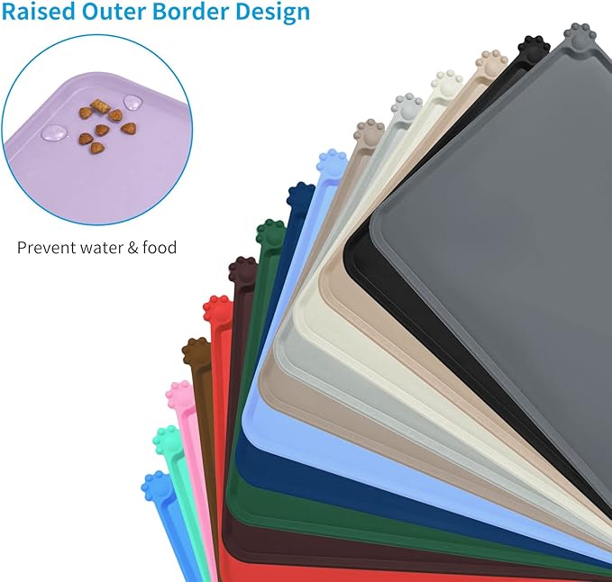 AUDWUD Silicone Waterproof Pet Feeding Mats, Anti Slip Bowl Pad, Dog Mat - Image 3