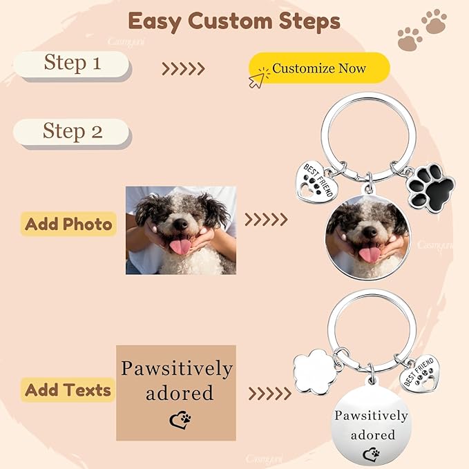 Custom Pet Keychain with Picture Personalized Dog Photo Keychain Pet Lover Gift - Image 3