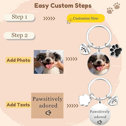 Custom Pet Keychain with Picture Personalized Dog Photo Keychain Pet Lover Gift - Image 3