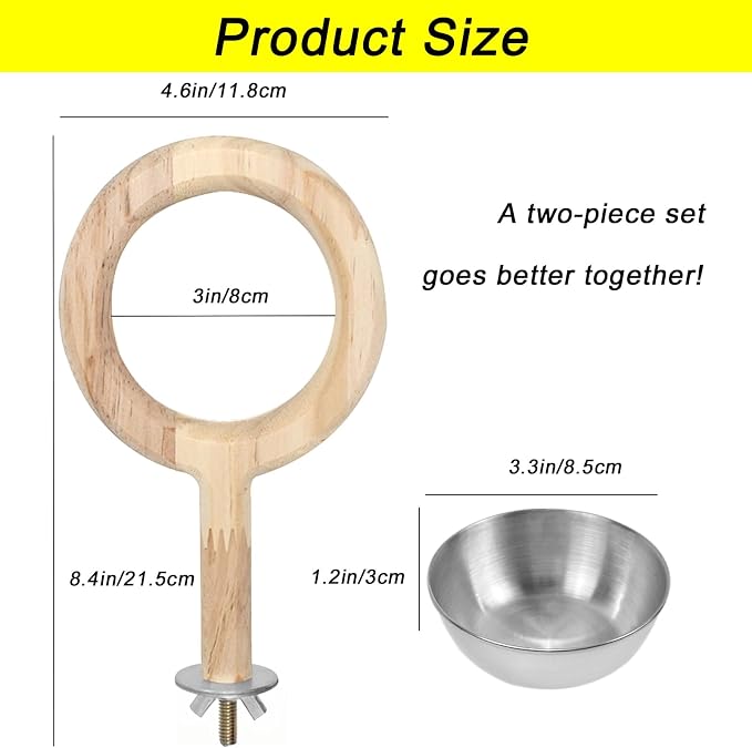 ASOCEA 2 Pack Bird Perch Feeding Cup, Bowls - Image 2