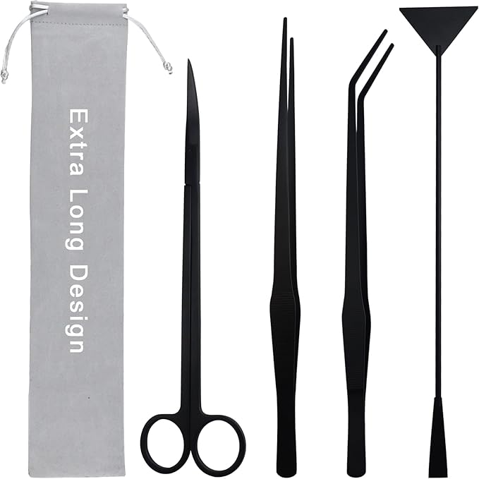 Aquarium Aquascape Tools Kit, Long 15 Inch Stainless Steel Aquatic Plants Tools by WORFACE