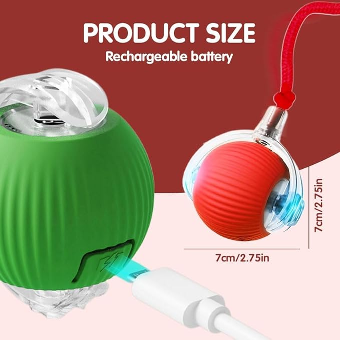 2 PCS Interactive Cat Toy Rolling Ball Chewie Viral Dog Ball, Smart Automatic - Image 2