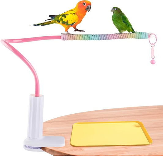 Bird Perch Stand, Bendable Desktop Parrot Training Stand by HOSUKKO